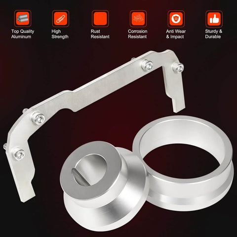 Front And Rear Cover Billet Alignment Tool And Oil Pan Alignment Tool Kit for LS Series Engines shown in aluminum material