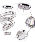 Four Ring Crystal LED Chandelier Pendant Light With Warm White 3000K Dope Modern Stainless Steel Ring Ceiling Fixture