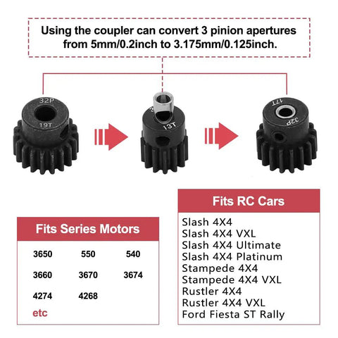 Upgrade Kit For 1/10 Slash 4X4 Slipper Clutch Stampede 4X4 Rustler 4X4 54T Spur Gear 32P Pinions 15T 17T 19T Gear Sets Replacement 6878
