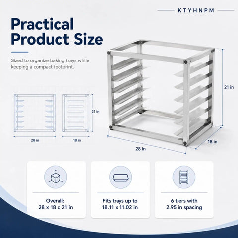 Heavy Duty Six Tier Stainless Steel Bakery Rack Holds Half Sheet Pans Countertop Bun Pan Organizer Kitchen Workhorse Commercial Prep Game Changer Setup For Pros