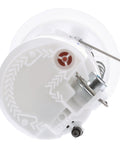 Straight Up Real Deal Oem Replacement Fuel Pump Module Assembly For Domestic Tanks Featuring Bullseye Float Readings And Hassle Free Electrical Hookups, showing top view of white assembly with float and spring.