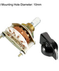 1 Pole 10 Position Rotary Switch Band Selector With 11 Pins and Mounting Nut, Black Knob, 10mm Mounting Hole, 6mm Shaft