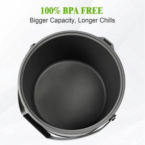 Insulated Ice Bucket For Parties With Scoop And Lid, Party Ready Large Capacity Double Wall Beverage Cooler top view