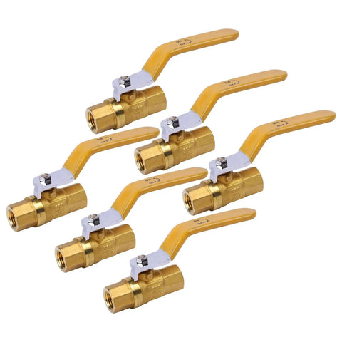 Six Pack One Quarter Inch Brass Ball Valve Heavy Duty Shut Off Valve NPT Female Full Port For Water Oil Gas Pipe Fitting 600 WOG