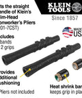 Plier Cushion Grip Kit With Heat Shrink Bands For Slim-Head Ironworker Pliers 201-7CST 2-Pack Made In USA display with grips and bands.