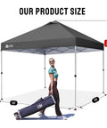 Pop Up Canopy With One Push Center Lock Technology For Fast Easy Setup In Seconds 10x10 Ft with person holding storage bag