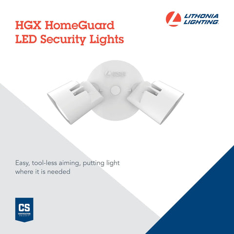 HomeGuard Two Light LED Outdoor Flood Light Kit Wall Or Ceiling Mount 4000K Cool White Round Heads White Finish Energy Efficient