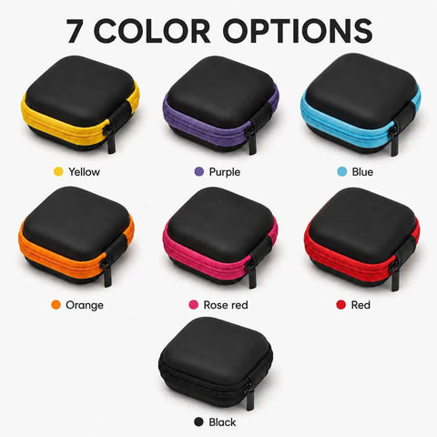Slick Squared Eva Hard Shell Organizer Pouch For Earbuds Charging Cables Keys And Coins Hella Compact Travel Kit With Heavy Duty Zipper Closure For Daily Carry in multiple color options.