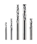 Game Changer 2 Flute Spiral Carbide End Mill Bit With Up And Down Cut Design For Blazing CNC Router Woodworking Builds Built Tough To Shred Hardwood And Plywood Like A Champ, five spiral bits of varying sizes.