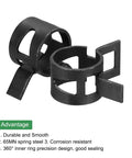 Close-up of 10 Piece Fuel Line Clamps Set One Half Inch 14mm Beefy Spring Band Hose Clamps for Automotive Fuel Lines, black zinc.