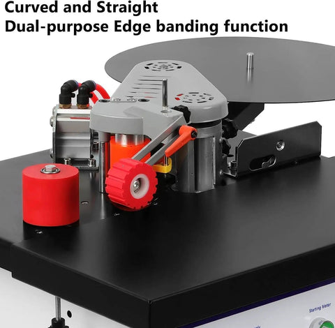 Benchtop Edge Bander Portable Edge Banding Machine with dual-purpose function, showing curved and straight edge capability.