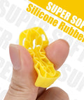 Close-up of a yellow silicone rubber tire insert for 0.7 inch 39-41mm SCX30 RC car tires showing its super soft flexibility.