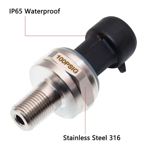0-100 Psi Oil Pressure Sensor Transmitter With One Eighth Inch NPT Thread 316 Stainless Steel Body 0.5-4.5V Output