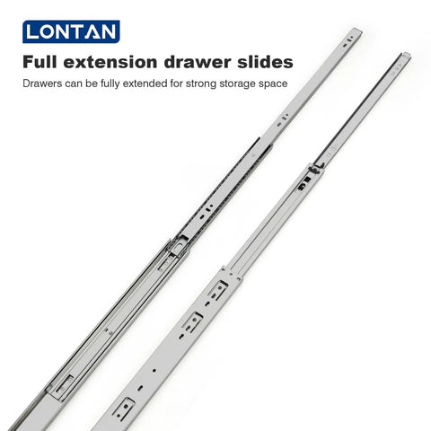 16 Inch Full Extension Ball Bearing Drawer Slides Set, 1 Pair, Silver Side Mount Rails