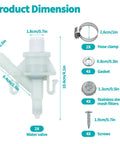 Premium Two Pack RV Toilet Water Valve Replacement Kit Fits Dometic Sealand Marine Toilets 300 310 320 Series components with dimensions.
