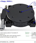 Image of Manual Rotation Stage With 360 Degree Coarse Rotation Plus Or Minus 5 Degree Fine Lock, 1 Degree Dial Graduation, showing various thread specifications.