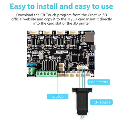 CR Touch Auto Bed Leveling Sensor Kit for 3D Printers Perfect Fit for Ender 3 Series and CR 10 showing connectors and Z Stop
