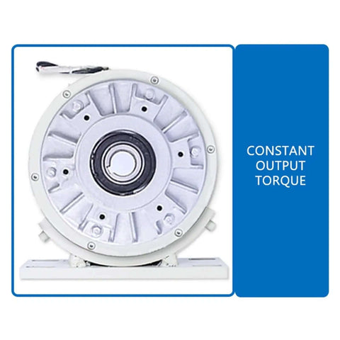 Front view of Heavy-Duty 25Nm Magnetic Powder Brake with Hollow Shaft for Tension Control and Unwinding, 24V DC, stable torque.