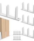 Four Pack White Sliding Closet Door Floor Guides Universal ABS Bottom Hardware For One And Three Eighths Inch Thick Cabinet Doors Track Bracket Replacement Parts With Screws For Easy Installation And Durable Performance