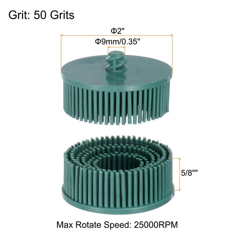 HARFINGTON 4pcs bristle disc set, green 2-inch diameter, 50 grit abrasive brush for metal deburring