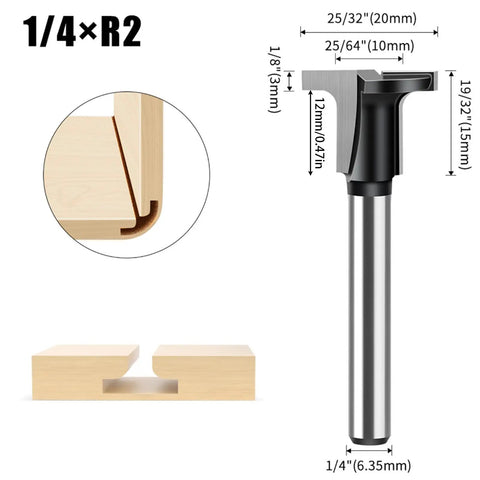 Solid 1/4 Inch Shank Wood Router Drill Bit For Curved Arcs Bending And Detail Work Perfect Carbon Steel Milling Cutter with measurements.