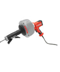 K-45AF Air Powered Drain Cleaner 230V Drum Auger, black handle, gray drum, ideal for clearing sewer pipes and swage lines.