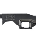 Side view of Modular Rifle Chassis for Remington 700 Short Action 3.0 Inch AICS Compatible shown in black finish.