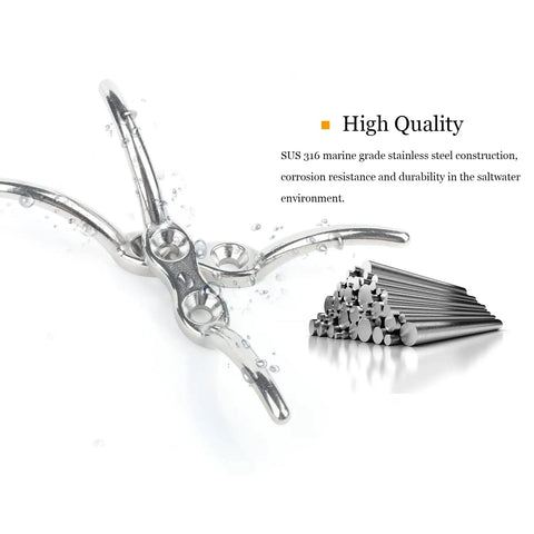 Beefy SUS316 Stainless Steel Marine Rope Cleats Set Two And A Half Inch Deck Cleats Four Pack For Boats And Kayaks Heavy Duty
