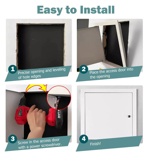 Step-by-step installation guide for Built Tough Drywall Access Panel With Quiet Honeycomb Core And Noise Blocking Rubber Seals For Attic Plumbing Covers 16X28 Inch Heavy Duty Aluminum Hatch Door.