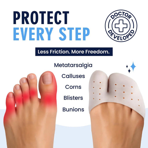 All Day Comfort Toe Sleeves With Gel Caps And Metatarsal Pads For Pain Relief Breathable Toe Protectors For Bunions Blisters Overlapping Toes And Metatarsalgia Unisex Fit For Men And Women