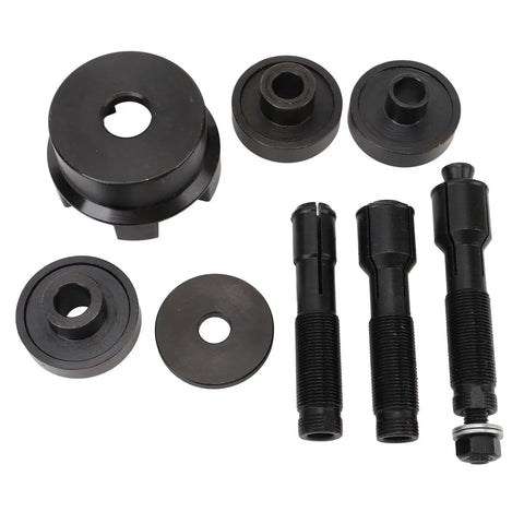 Rad 14 Piece Motorcycle Wheel Bearing Puller Tool Kit With Heavy Duty Metal Components For Removing And Installing 0 75 In 1 In 25 Mm Bearings Effortlessly Comes With Convenient Carrying Case To Fix Your Ride Like A Boss Today. black steel motorcycle wheel bearing puller kit parts, 0.75, 1 in, 25 mm, on white background