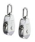 Two Pack M50 Single Pulley Block In 304 Stainless Steel For Lifting And Rigging Heavy Duty Wire Rope Hanging And Towing Wheel