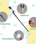 Magnetic Helping Hands Soldering Tool With Ten Flexible Clips featuring wrapped clap, rubber tips, flexible rod, strong magnetic base.