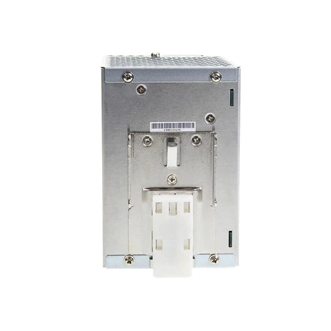 Rear view of Beefy 480W 48V 10A Three Phase DIN Rail Power Supply With PFC Wide 340 To 550VAC Input Built In Short Circuit Overload Overvoltage And Over Temperature Protection Ideal For Semiconductor Manufacturing And Factory Automation, metal housing