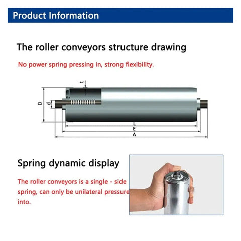 Structure drawing of 201 Stainless Steel Galvanized Conveyor Roller 25mm Fixed Transport Drum for factory use.