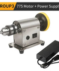 Pro Grade Polishing Machine For Jewelry Making Benchtop Polisher with 775 Motor and power supply shown on table