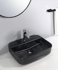 USZWBY Vessel Sinks Bathroom Vessel Sink Black Ceramic Countertop Basin Hotel Wash Bathroom Bowl Sink with faucet and mirror