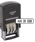 Self Inking Date Stamp Featuring Us Mmm Dd Yyyy Format and Crisp Black Prints for Fast Desk Jobs, showing AUG 28 2026 with a sleek design.