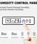 Humidity control panel of Auto 3D Printer Filament Dry Storage Cabinet With Smart Humidity Control displaying settings.