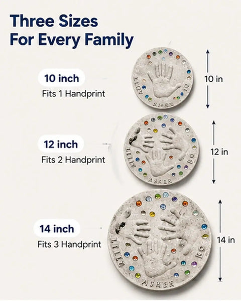 DIY Handprint Stepping Stone Kit For Garden Easy No Mess Large 14 Inch Cement Footprint Stone Concrete Mold Outdoor Patio Walkway Paver Weatherproof Keepsake Personalized Family Art Craft sizes diagram