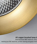Close-up of the all copper brushed lamp body of 12 Pack Swanky LED Recessed Downlights Brushed Brass And Black Gold Finish.