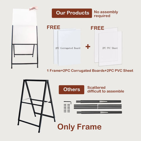 Double Sided A Frame Sidewalk Sign 24x36 Inches Heavy Duty Outdoor Sandwich Board with boards and frame details