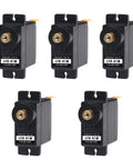 5-pack 9G Metal Gear Micro Servo Motor For Robot DIY Projects Anti Blocking LFD 01M with high torque, shown in black casing.