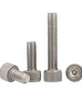 Top Shelf Grade Two Titanium Hex Socket Cap Screws Din 912 M8 Metric Knurled Grip showing different lengths and hex heads.