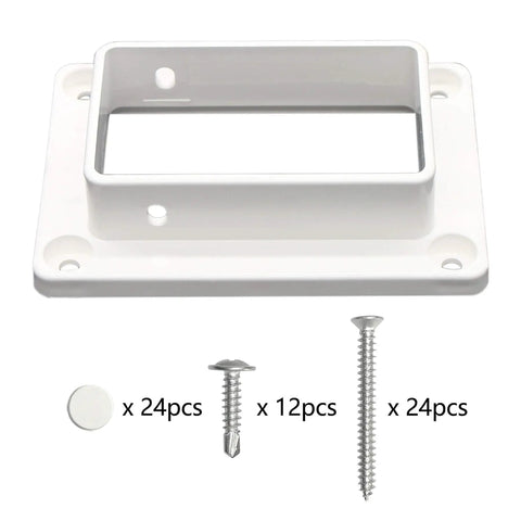 White Vinyl Fence Brackets 2 Inch By 3.5 Inch Slotted Handrail Kit With Screws For Decking And Railing Mount To Wall Or Any Flat Surface Easy Install No Fuss Pack Of 6