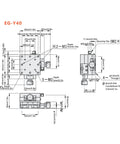 Technical diagram of XY Linear Stage 40x40mm Aluminum Manual Precision Slide Platform with dimensions and components labeled