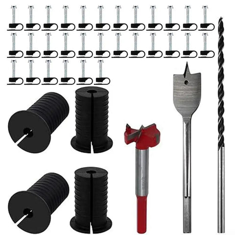 Hosrivae Ultimate Starlink Cable Routing Kit With Six Thick Silicone Grommets, Nifty Drill Bits, And Thirty Secure Wall Clamps For A Super Neat Home Or RV Setup That Looks Awesome., black silicone grommets, drill bits, and wall clamps