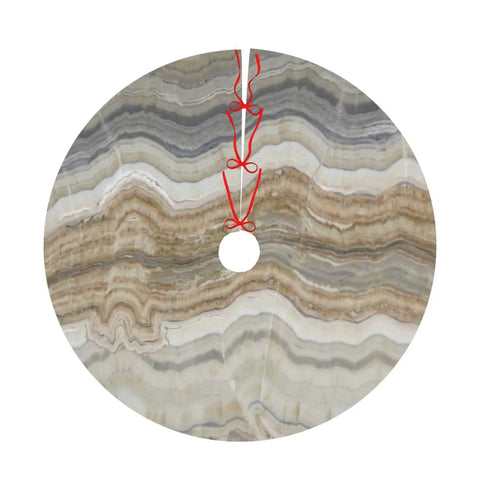 Soft Plush Christmas Tree Skirt 36 Inches, 100 Percent Polyester Brushed Fabric, Cozy Granite Brown Gray Marble Look