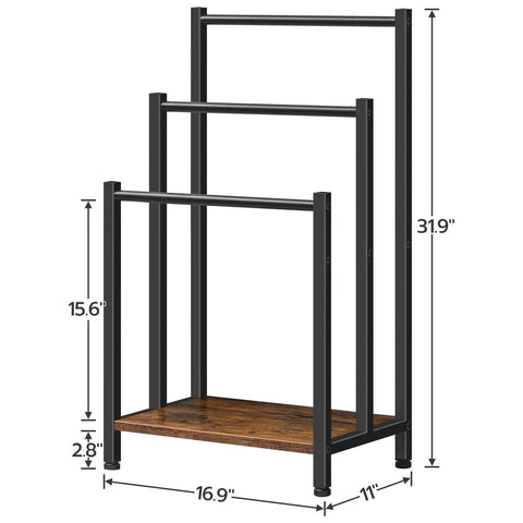 Free Standing Towel Rack And 3 Tier Blanket Organizer Space Saver For Home No Clutter Industrial Metal Drying And Display Rack