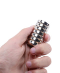 Hand holding Beast Mode Heavy Duty Neodymium Round Base Cup Magnets 60 Pieces With Holes Countersunk Discs 60 Lbs Pull